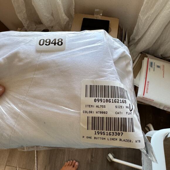 J.Crew Linen-Blend One-Button Blazer WMNS 0 Petite White Lined Long Sleeve Notch - Picture 9 of 9